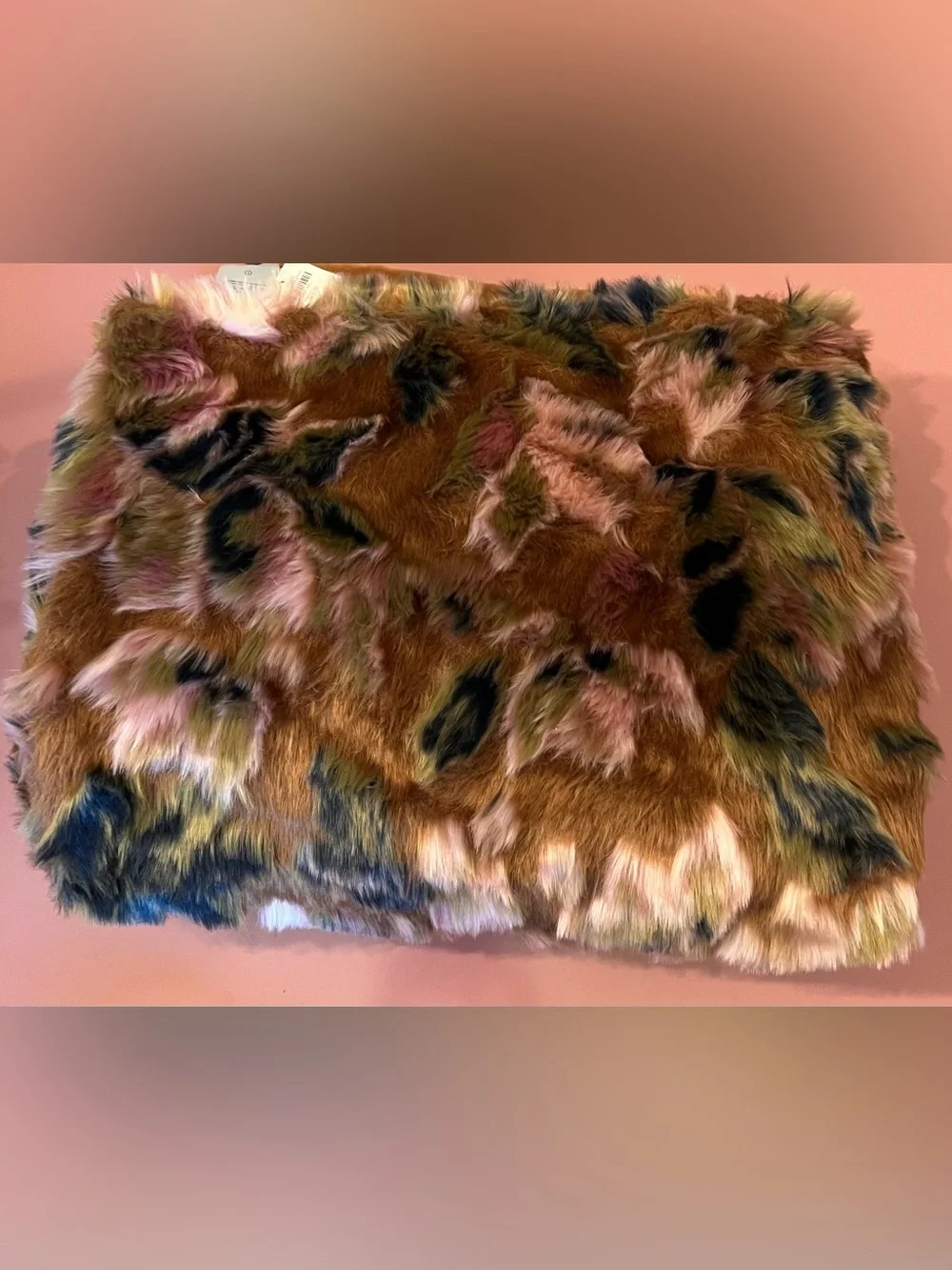 Anthropologie Seren Floral Jacquard Faux Fur Throw Blanket